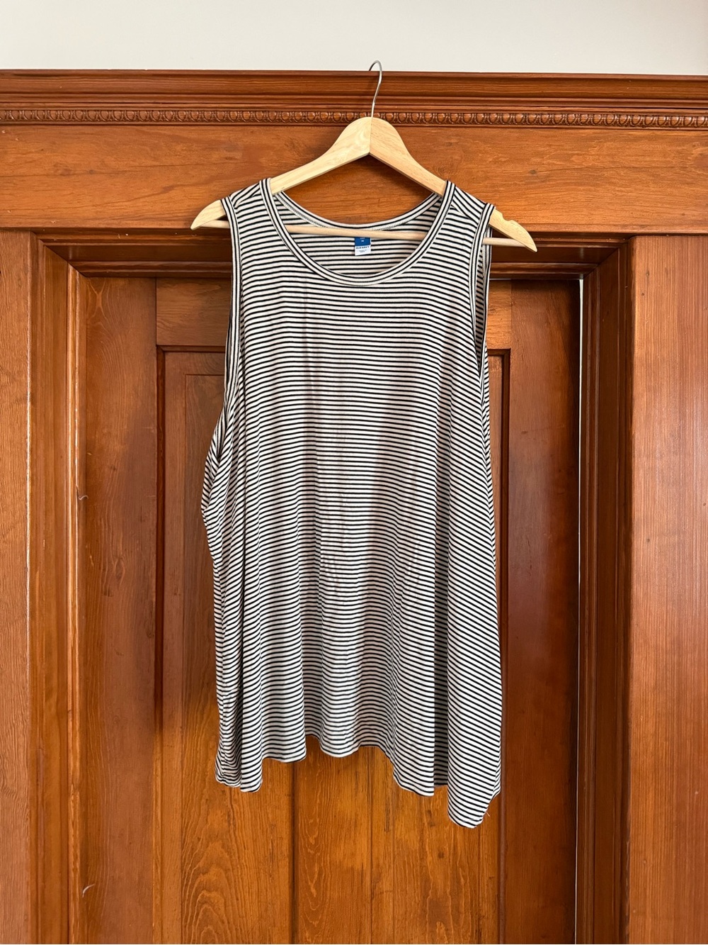 Old Navy Black & White Striped Tank Swing Top